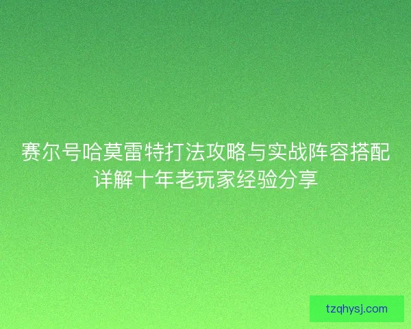 赛尔号哈莫雷特打法攻略与实战阵容搭配详解十年老玩家经验分享